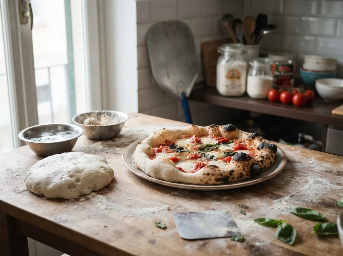 Pizza napoletana non riuscita e bruciata